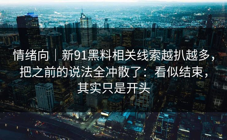 情绪向｜新91黑料相关线索越扒越多，把之前的说法全冲散了：看似结束，其实只是开头
