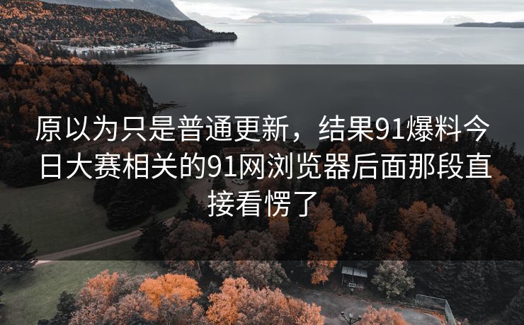 原以为只是普通更新，结果91爆料今日大赛相关的91网浏览器后面那段直接看愣了