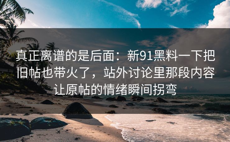 真正离谱的是后面：新91黑料一下把旧帖也带火了，站外讨论里那段内容让原帖的情绪瞬间拐弯