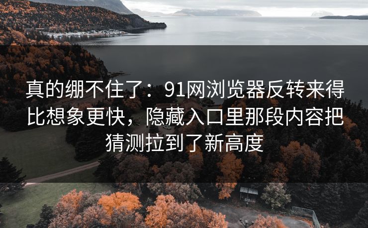 真的绷不住了:91网浏览器反转来得比想象更快,隐藏入口里那段内容把猜测拉到了新高度
