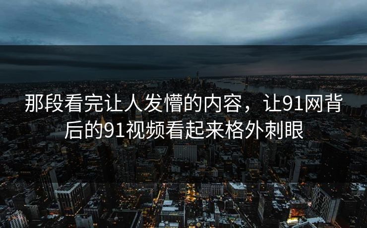那段看完让人发懵的内容，让91网背后的91视频看起来格外刺眼