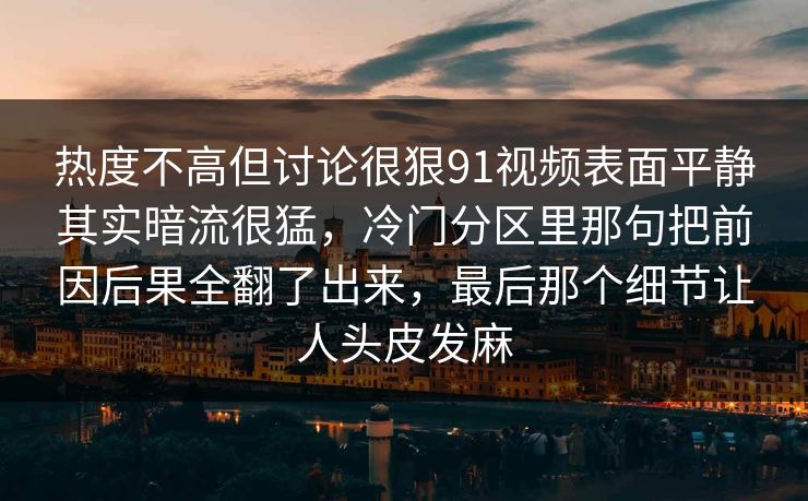 热度不高但讨论很狠91视频表面平静其实暗流很猛，冷门分区里那句把前因后果全翻了出来，最后那个细节让人头皮发麻
