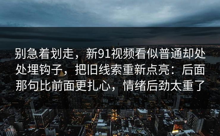 别急着划走，新91视频看似普通却处处埋钩子，把旧线索重新点亮：后面那句比前面更扎心，情绪后劲太重了
