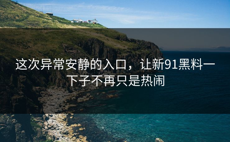 这次异常安静的入口，让新91黑料一下子不再只是热闹